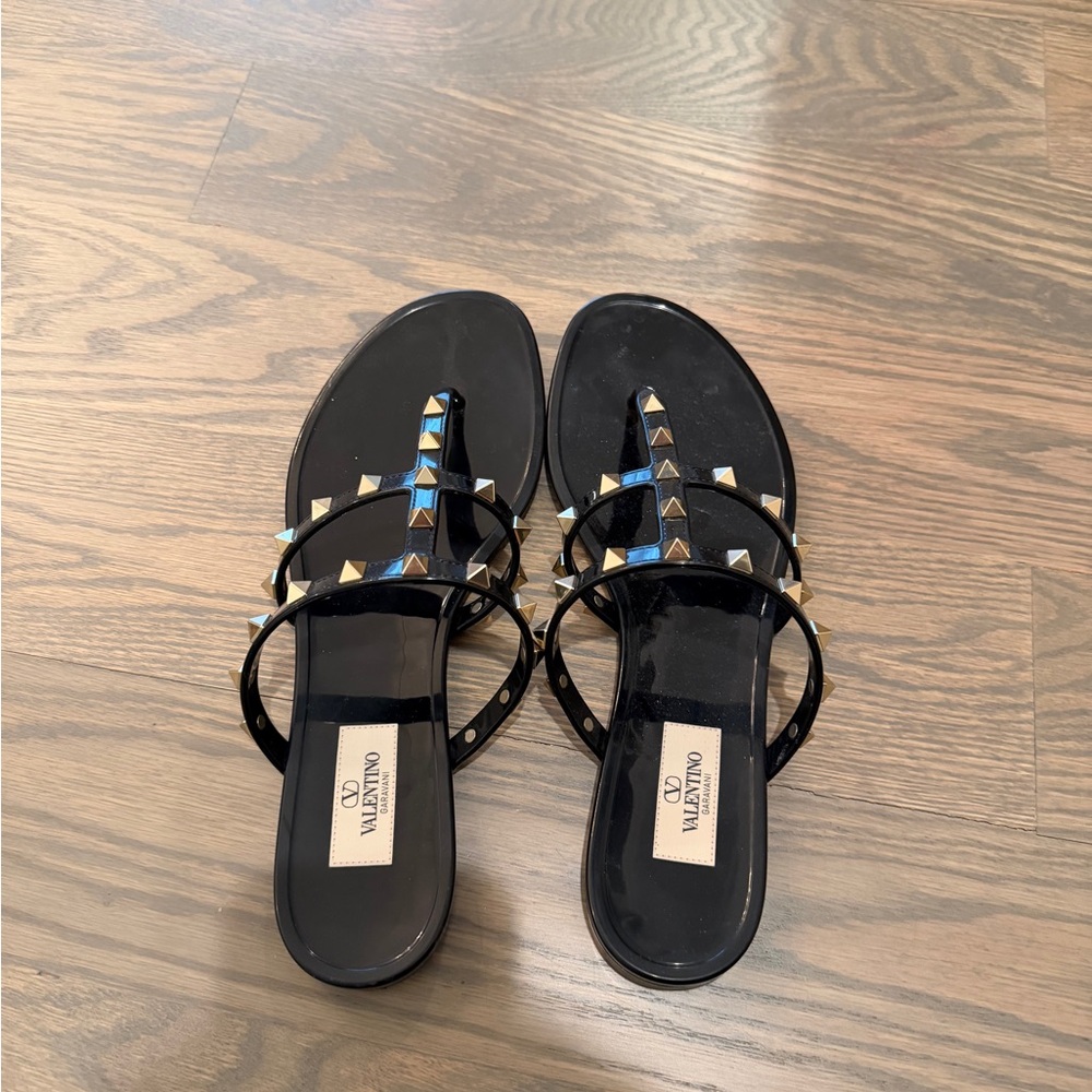 Valentino Black and Blue Studded Sandals